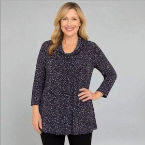 CJ Banks Abstract Floral Print Top with Sequins Size 1X